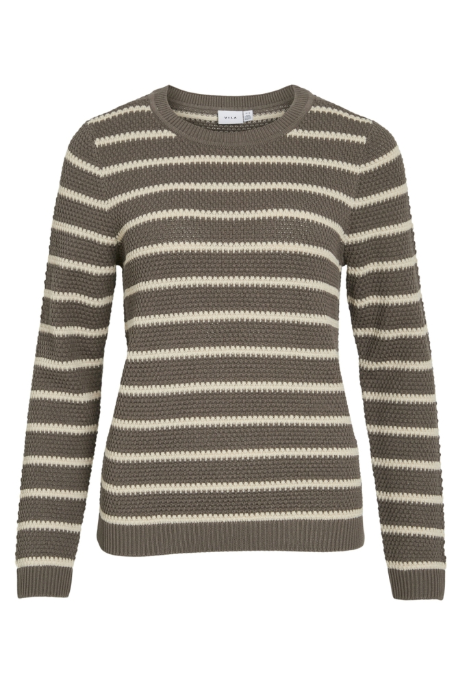 VIDALO O-NECK L/S STRIPE KNIT TOP- 14101685 Falcon/SANDSHELL